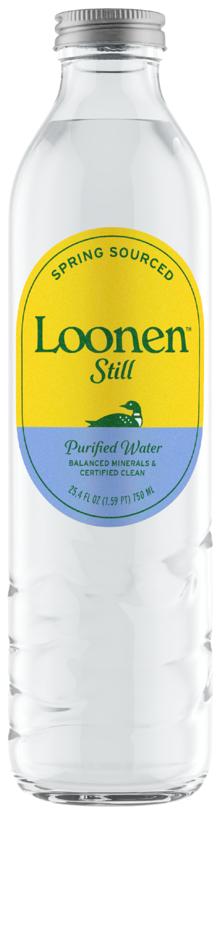 Loonen Still water bottle with a yellow label on a white background